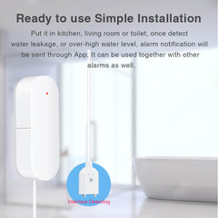 Tenvellon Water Leak Detector Smart Life for WiFi Water Alarm Overflow Flooding Home Sensor