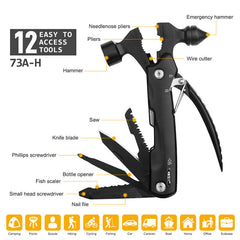 Tenvellon Multi Hammer Car Safety Hammer Outdoor Multi Tool Kit