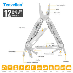 Tenvellon Outdoor Folding Pliers 12-in-1 High-Quality Multi-Function Precision Combination Tool